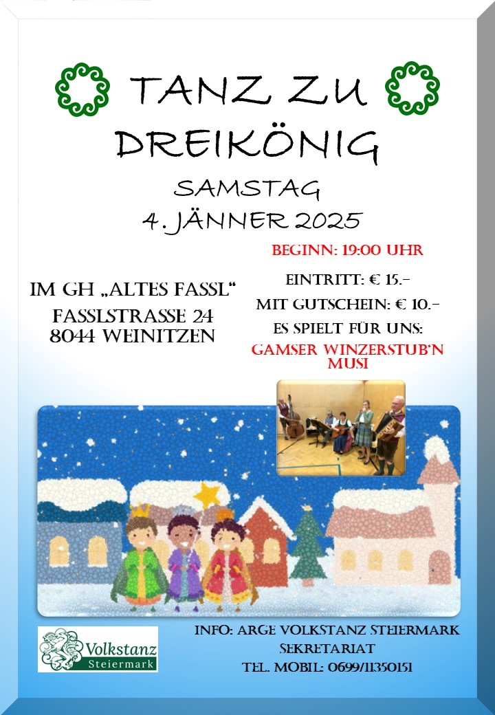 Plakat mit Informationen zum "Tanz zu Dreikönig"