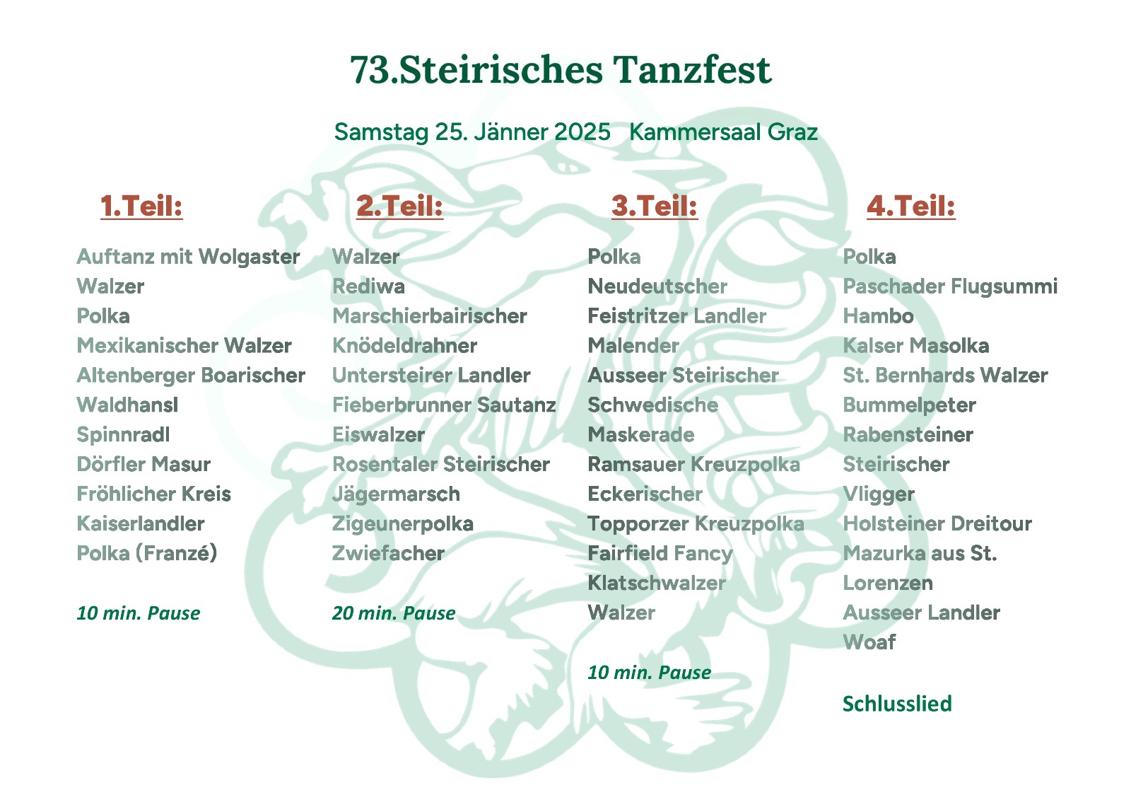 Plakat  zur Tanzfolge des 73. Steirischem Tanzfest